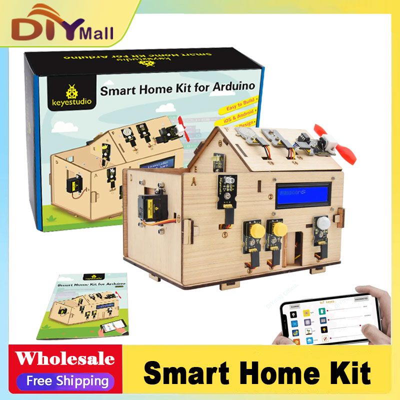 Smart Home Automation Diy - Keyestudio スマートIoTホームキット（PLUSボード搭載）Arduinoスターターキット DIYプロジェクト STEMプログラミング ホームオートメーション用