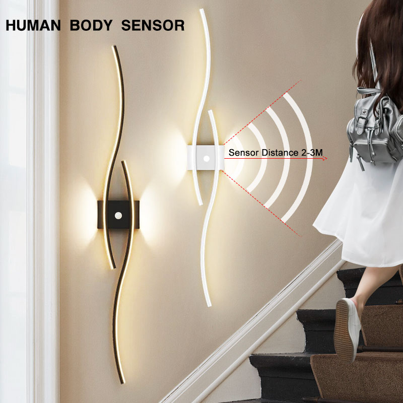Motion Sensor Pir Wired - 廊下・通路用屋内モーションセンサーLEDウォールライト、有線接続PIR人感センサー付きウォールランプ、寝室用ウォールスコンス、バルコニー用