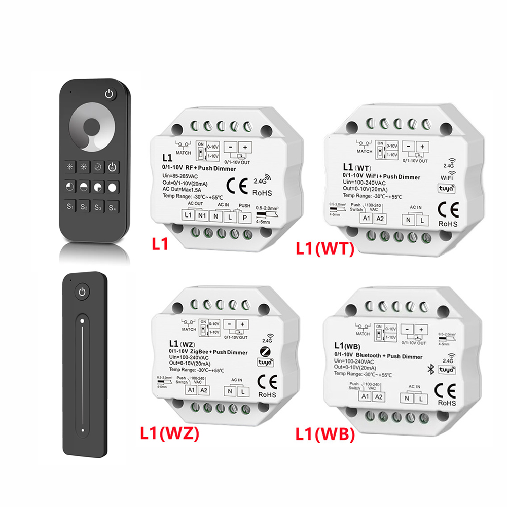 Zigbee Coordinator Stick - Skydance 0-10V LED調光器、プッシュ式調光スイッチ L1(WT) 1チャンネル、RF、Wi-Fi、Zigbee対応、単色LEDストリップ用。