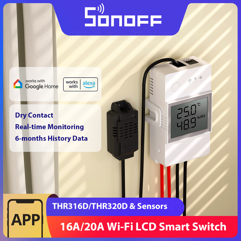 Sonoff Basic Switch - Sensoff-接続された温度および湿度センサー,LCDディスプレイ,UV 316d/無煙320d,16a/20a,ドライコンタクト,エラーによるモニタリング